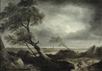 Paysage avec Village : Effet Orageux
